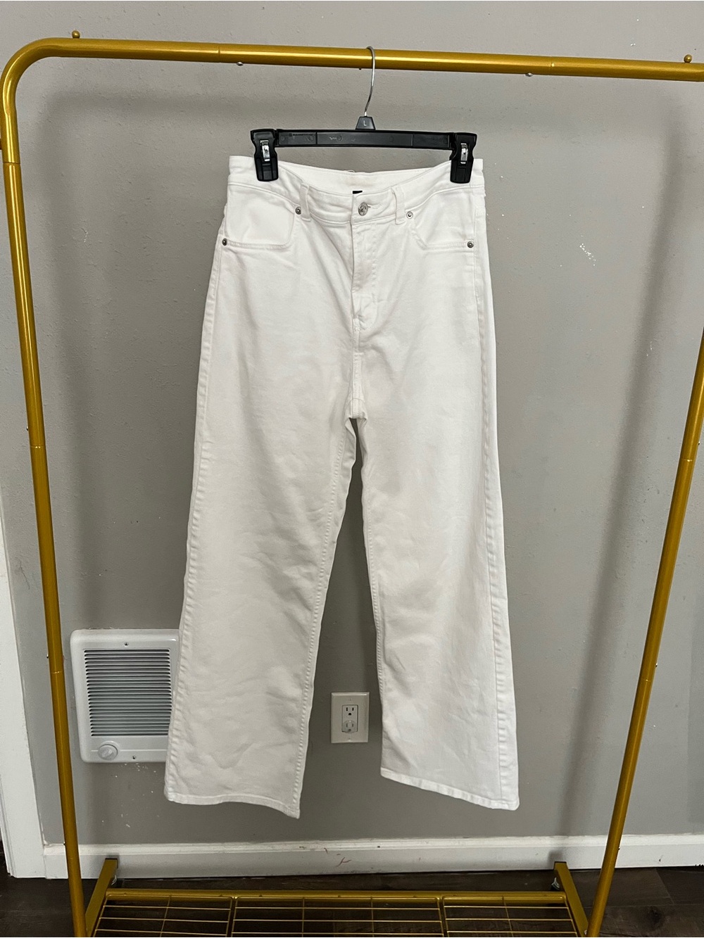 H&M White Straight-Leg Jeans